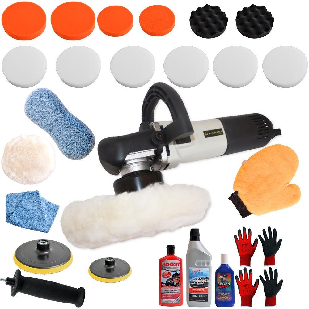PROMAFIT Exzenter Poliermaschine Exzenter Poliermaschine 710 W 8mm Hub (Set 4), 2500 min. U/min, 6800 max. U/min, (Set, 4), ohne Akku und Ladegerät, Poliermaschine für Rechts- und Linkshänder