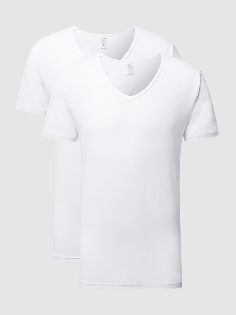 T-Shirt mit Stretch-Anteil im 2er-Pack in weiß