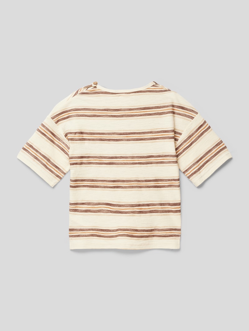 T-Shirt mit Streifenmuster Modell 'DODO' in ecru