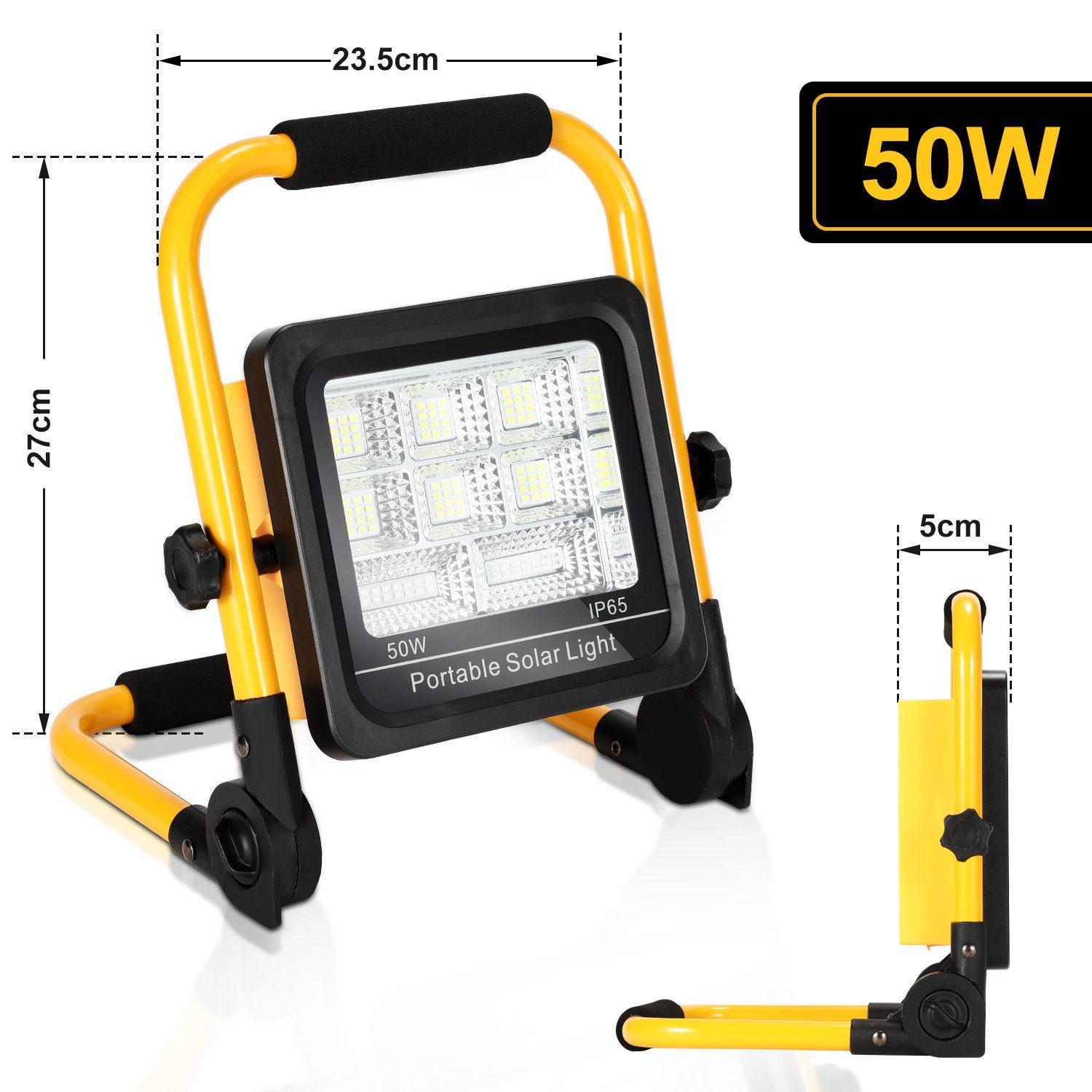 Gimisgu Baustrahler LED Akku Fluter 50W-100W Campinglampe Aufladbar Solar Gelb