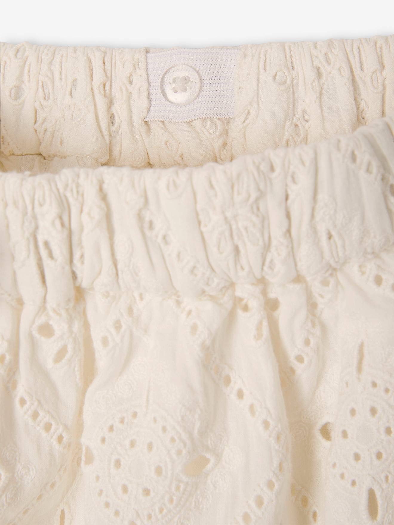 Jupe à volants en broderie anglaise fille écru