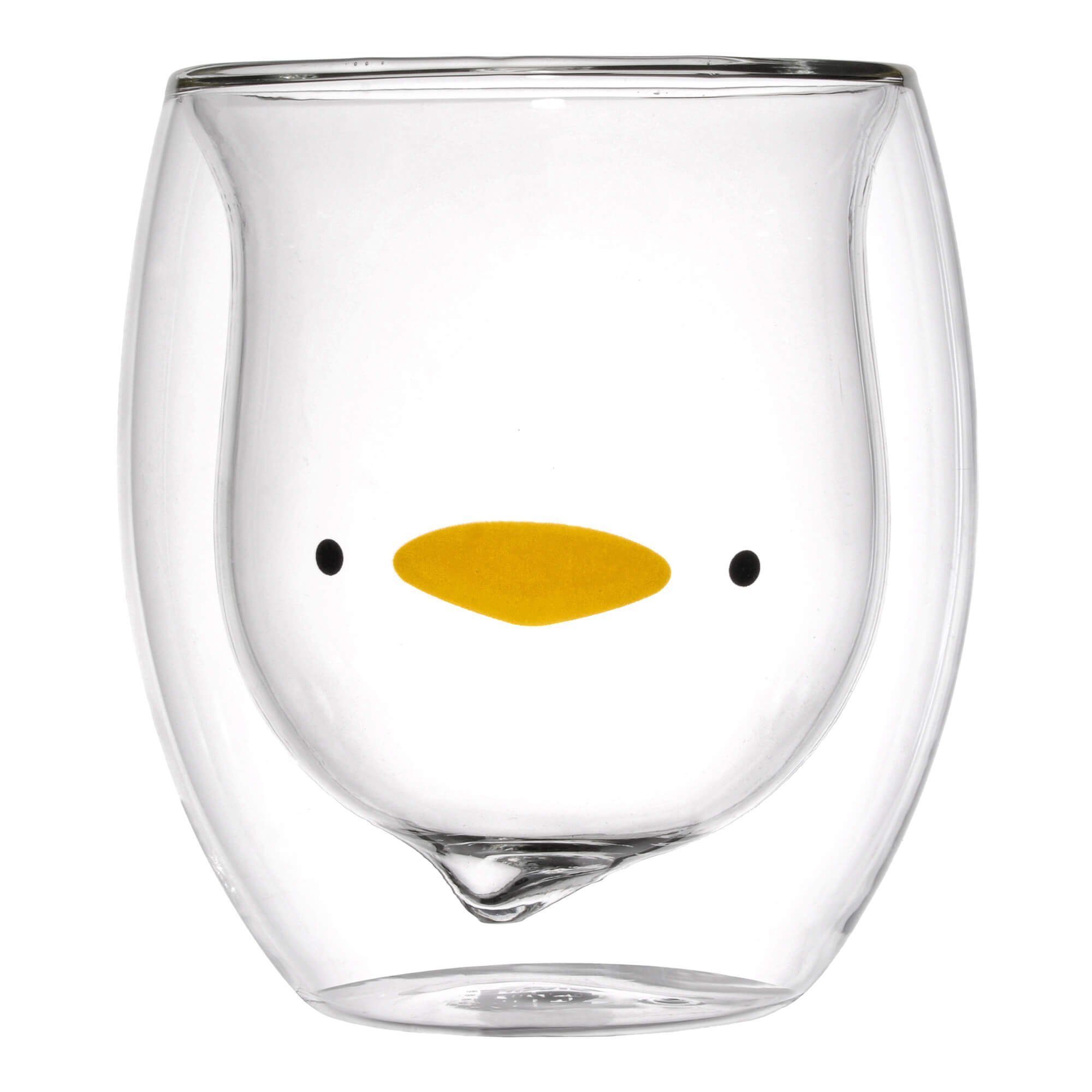 GRÄWE Glas GRÄWE Doppelwandige-Thermogläser, 285ml, 2er Set, Motiv Ente, Glas