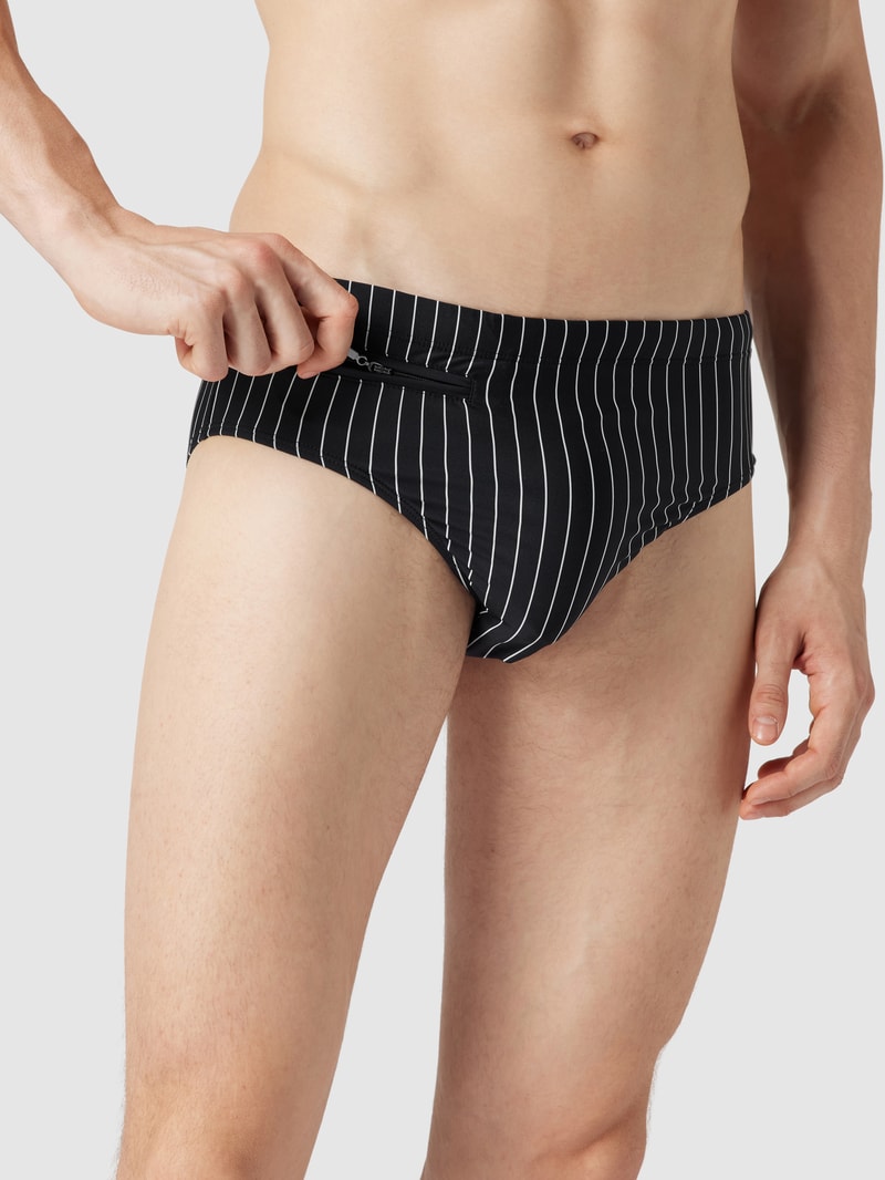 Badehose mit Streifenmuster in schwarz