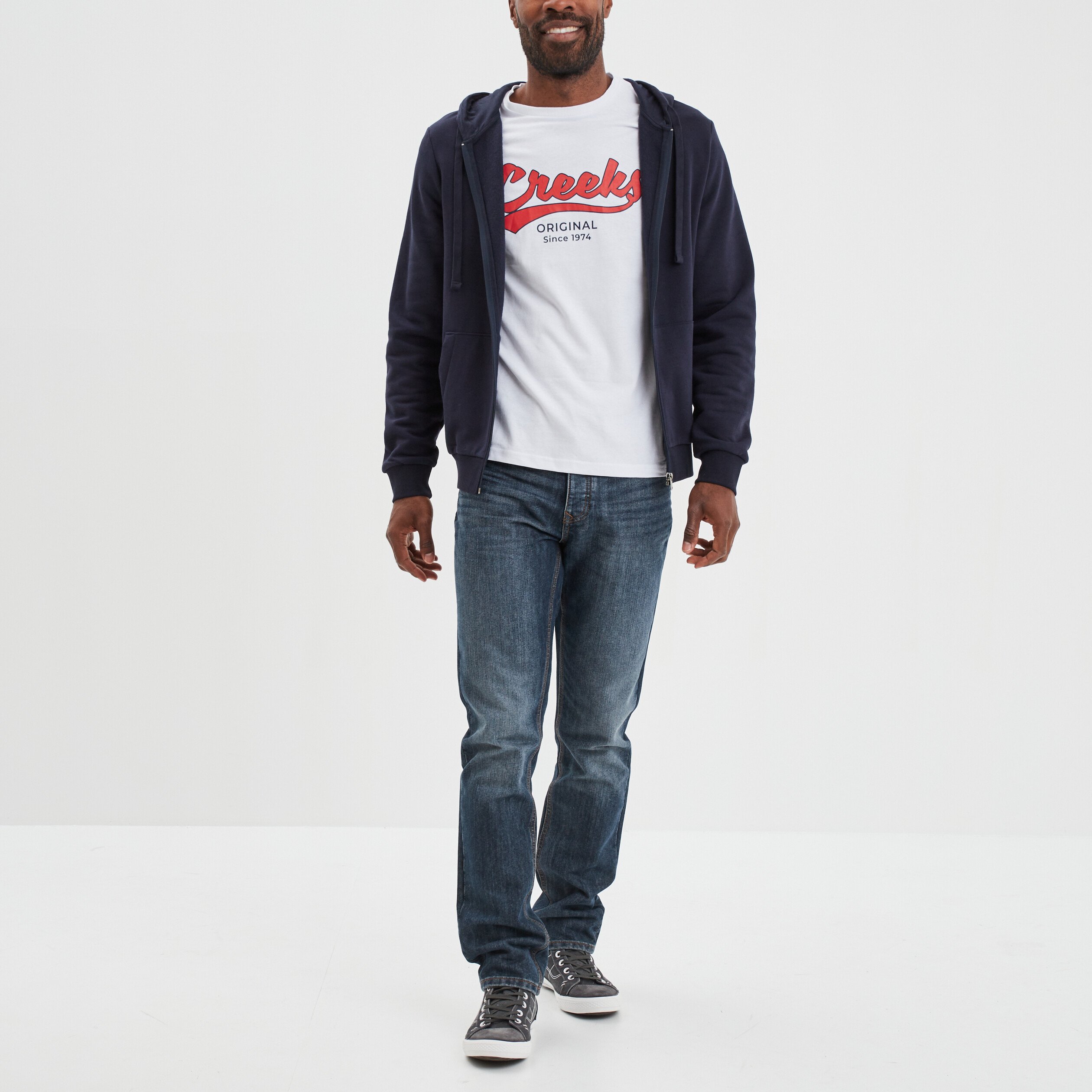 T-shirt col rond manches courtes Creeks blanc homme | La Halle