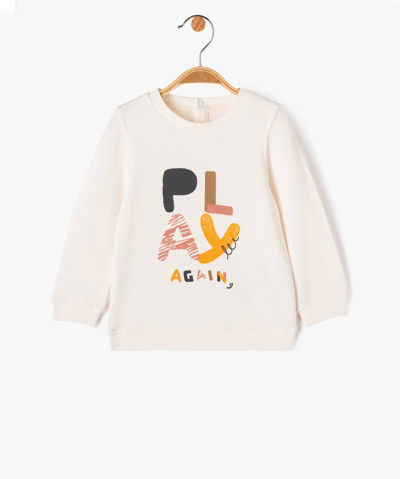 Sweat en maille bouclette imprimée bébé Garçon ecru | GEMO