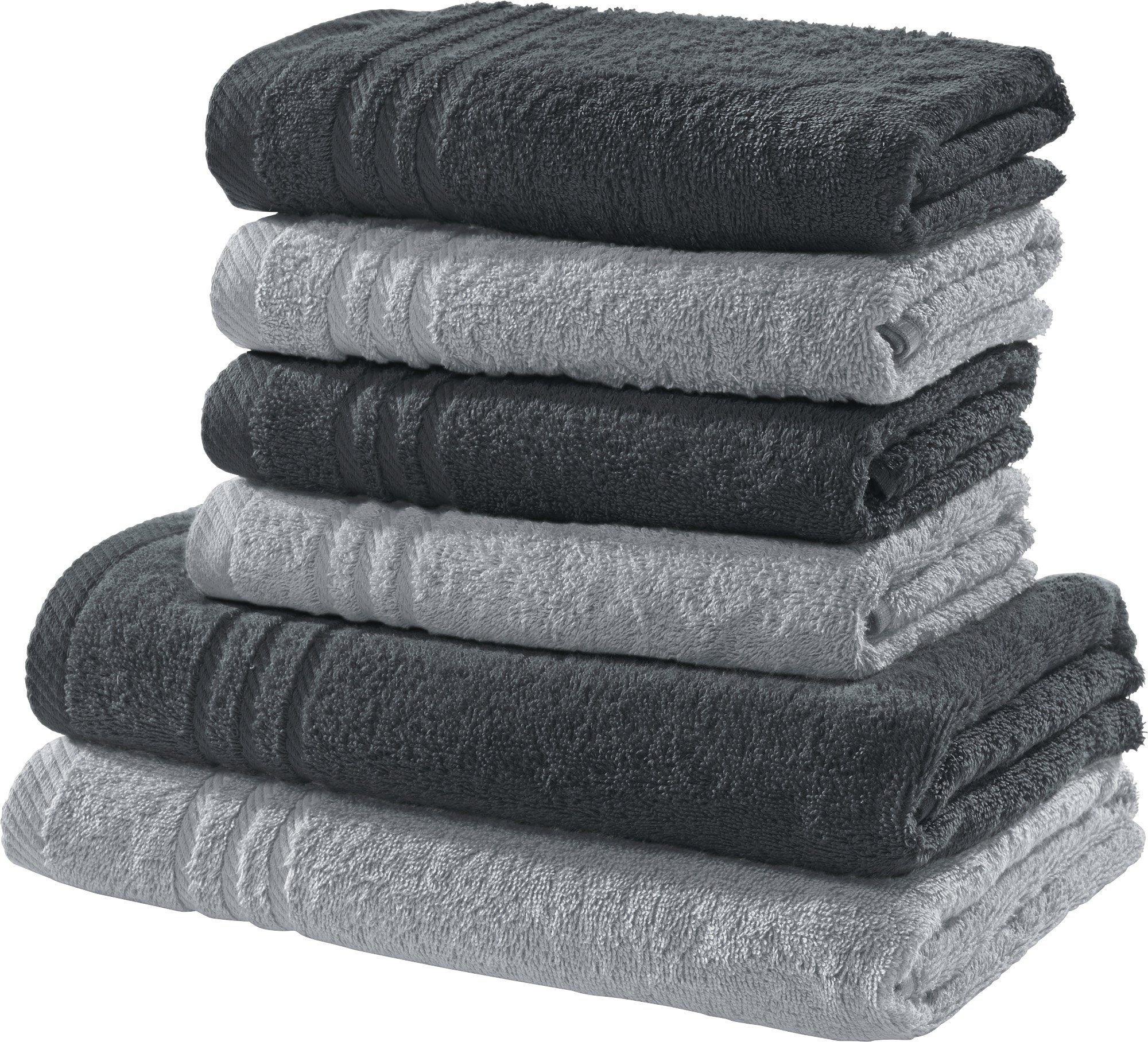 REDBEST Handtuch Set Frottier-Set 2-farbig 6-tlg., Frottier, (6-tlg), Walk-Frottier Uni