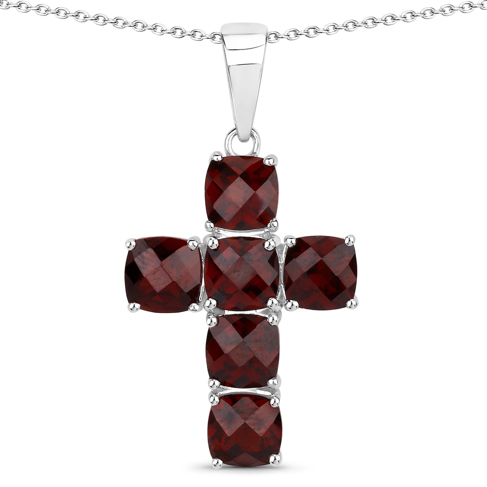 Rafaela Donata Chaîne Croix Argent sterling Grenat en Argent Bijoux