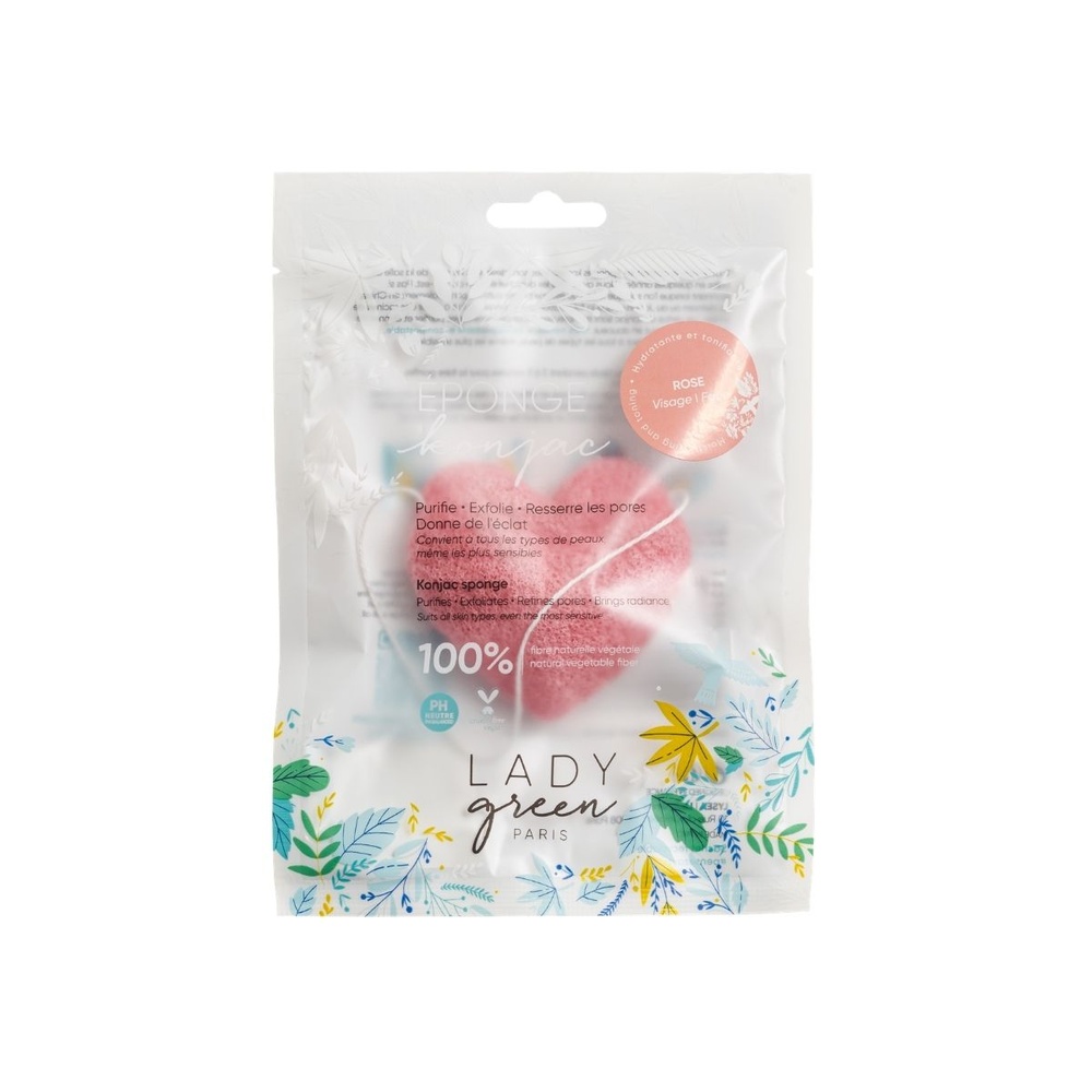 Lady Green Eponge Konjac Visage -  Rose Eponge Konjac