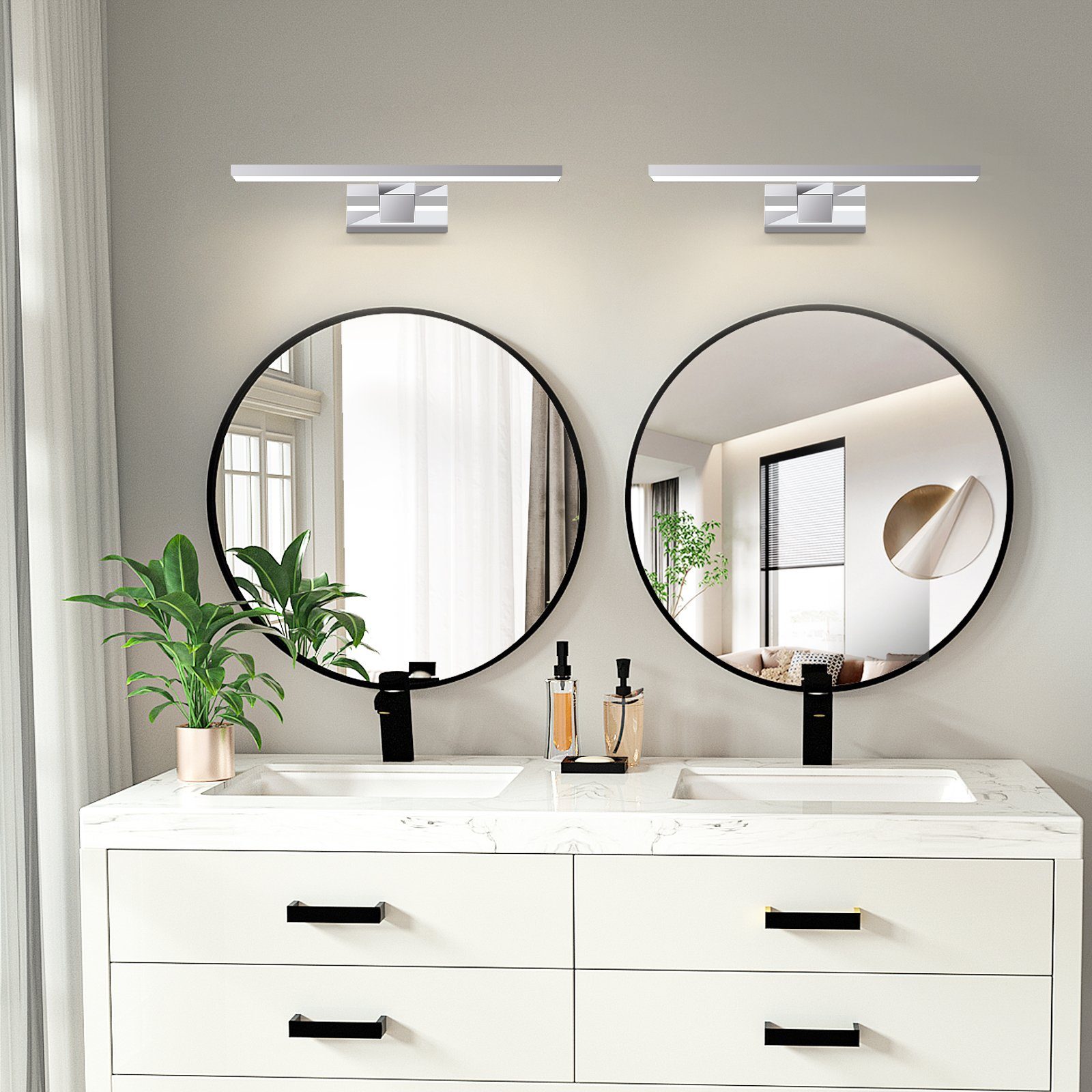 Nettlife LED Spiegelleuchte Bad Spiegellampe Badleuchte Wandlampe Wandleuchte Badlampe, Wasserdicht IP44, LED fest integriert, Neutralweiß, für Badezimmer Keller Küche Badschrank, 6W, 30CM