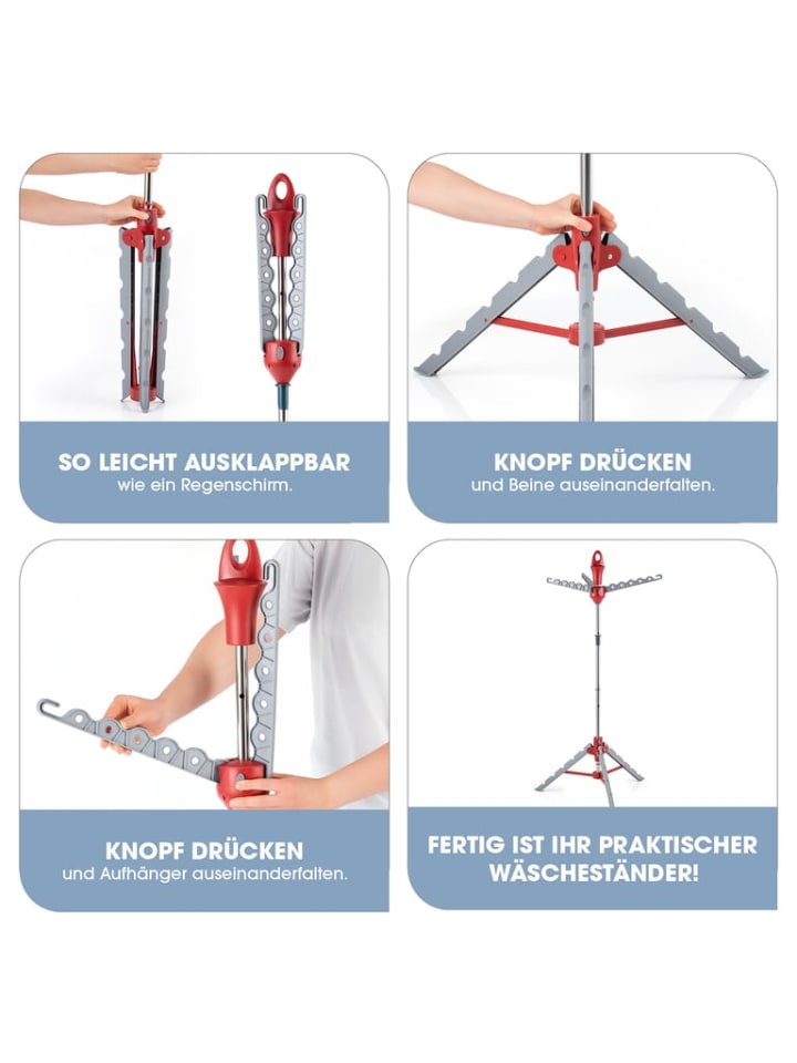 EASYmaxx Wäscheständer klappbar in Grau/Rot günstig kaufen onesize