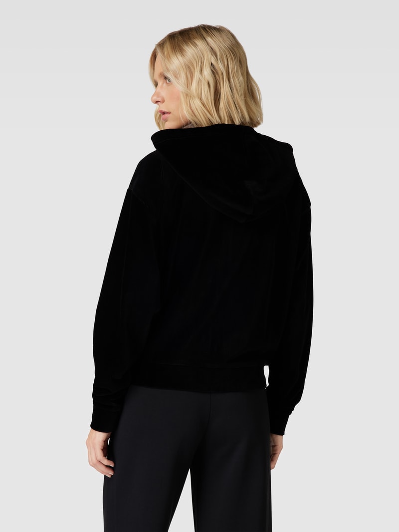 Sweatjacke mit Kapuze Modell 'VELVET' in schwarz