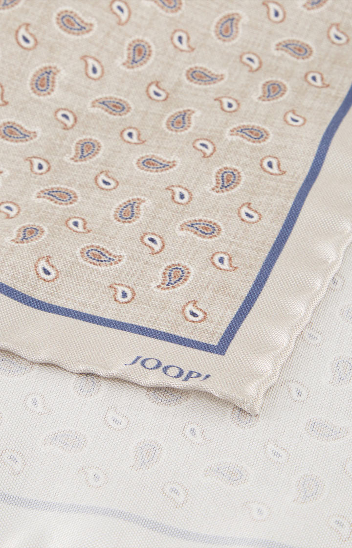 Seiden-Einstecktuch in Beige/Braun