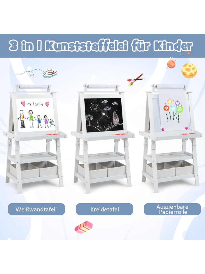 COSTWAY 3 in 1 Staffelei in Weiß günstig kaufen 50 x 60 cm