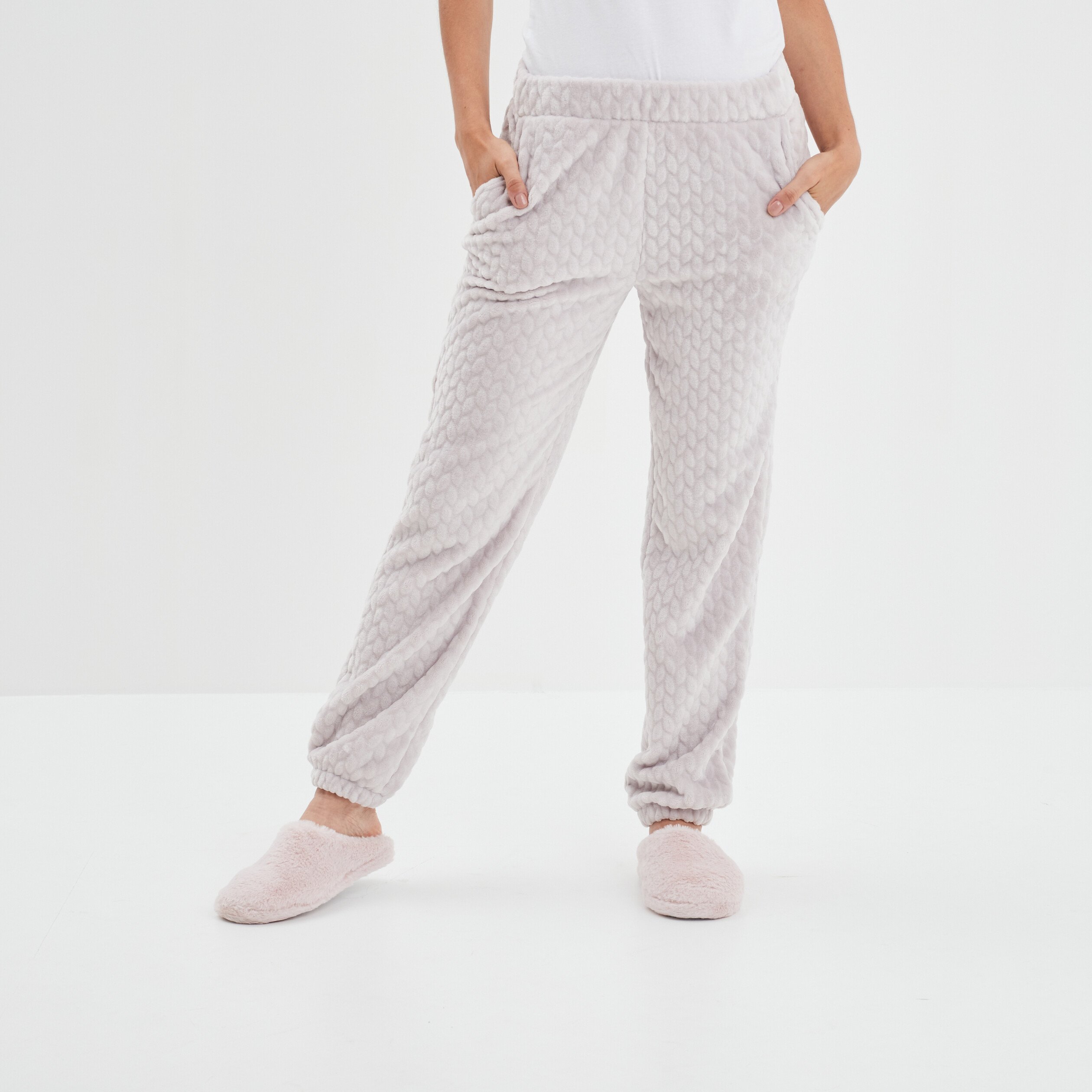 Pantalon de pyjama aspect matelassé rose pastel femme | La Halle