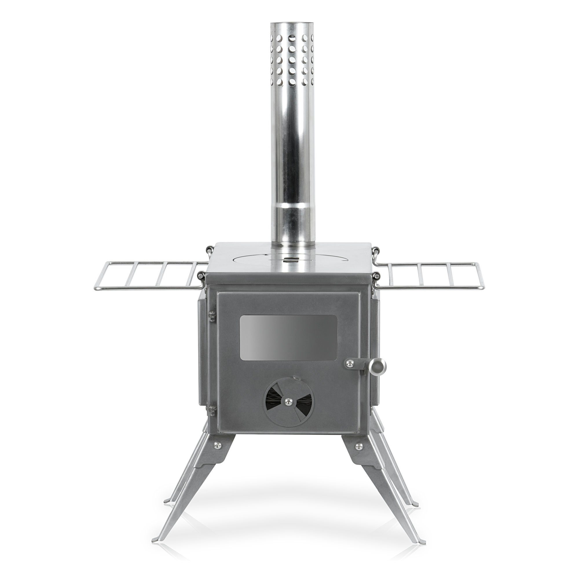 CampFeuer Feuerstelle Edelstahl Zeltofen, 51,5 x 42 x 216 cm, Zeltheizung Camping