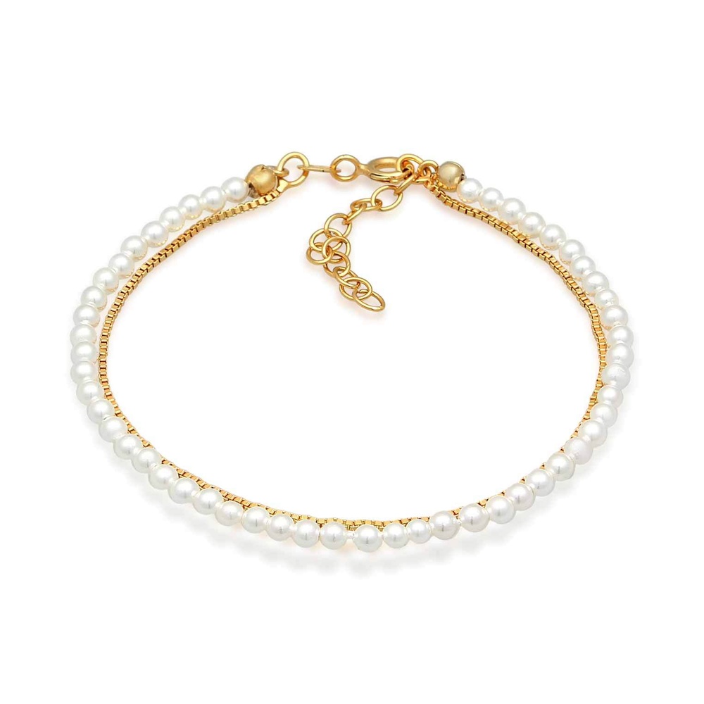 Elli Elli Bracelet Femmes Couches Elégant avec perles de coquillage en argent sterling Bracelet