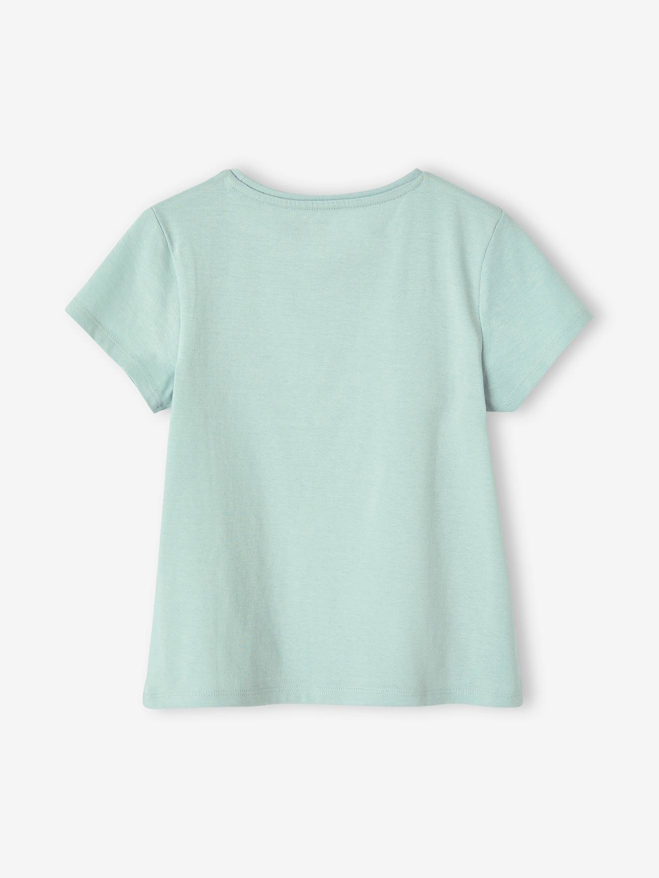 Vertbaudet Mädchen T-Shirt, Message-Print BASIC Oeko-Tex - wollweiß