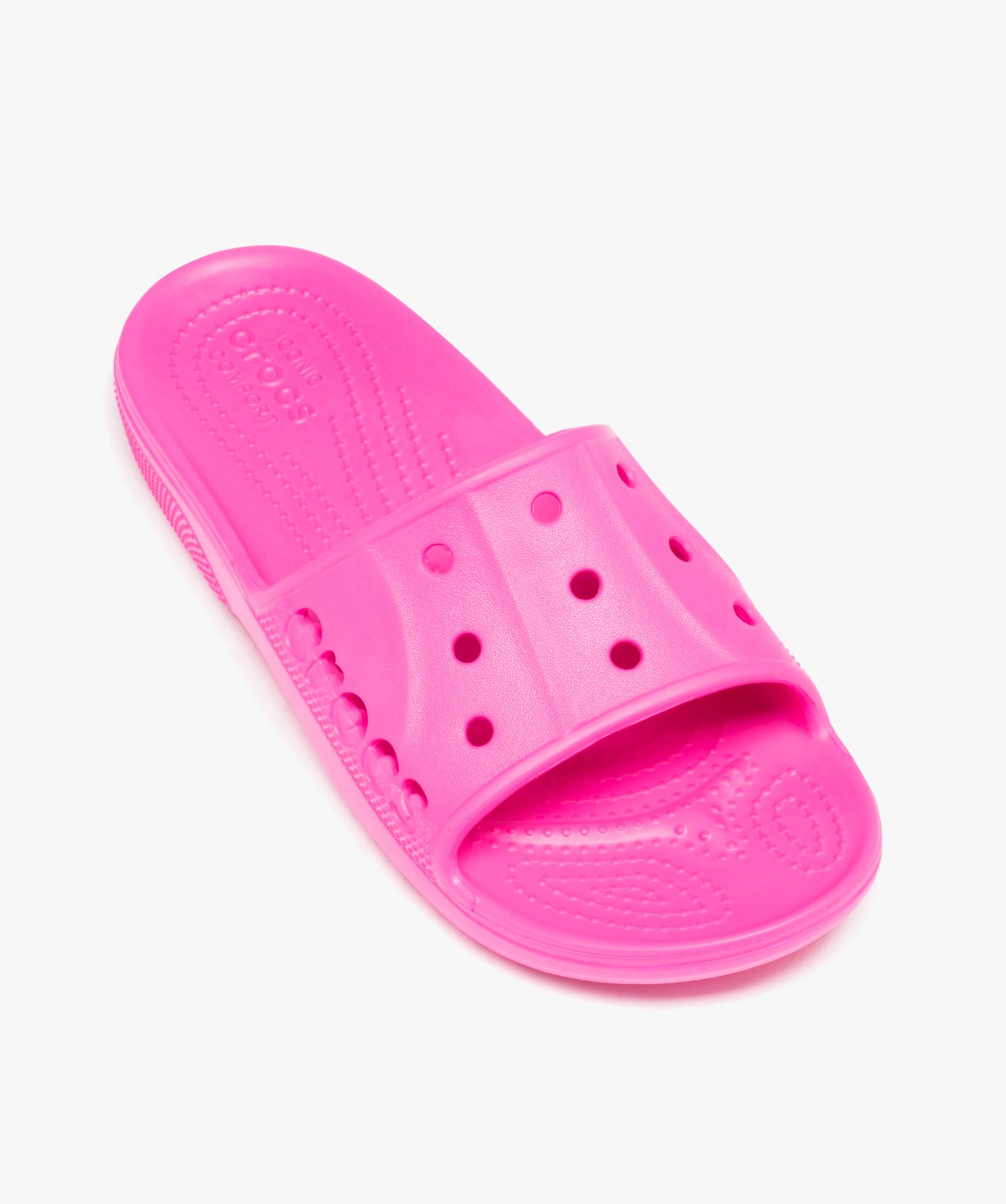 Claquettes femme unies à bride large perforée - Crocs rose | GEMO