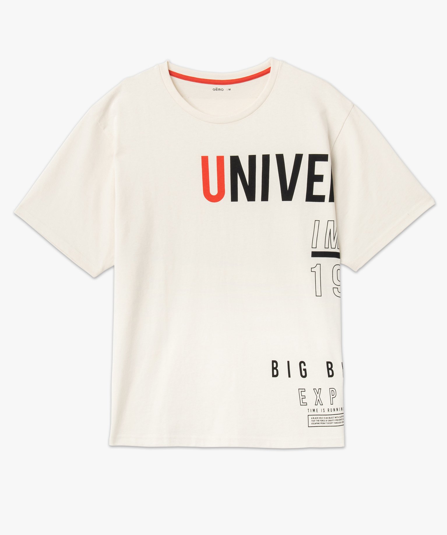 Tee-shirt homme à manches courtes oversize avec inscriptions blanc | GEMO