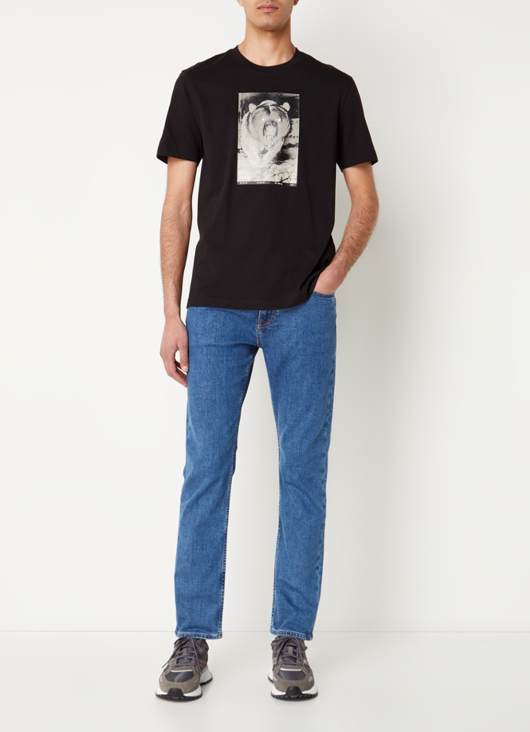 Jeansy Hugo Boss Delaware slim-fit, ciemne wyblaknięcie
