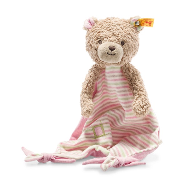 GOTS Rosy Teddybär Schmusetuch, 28 cm, rosa