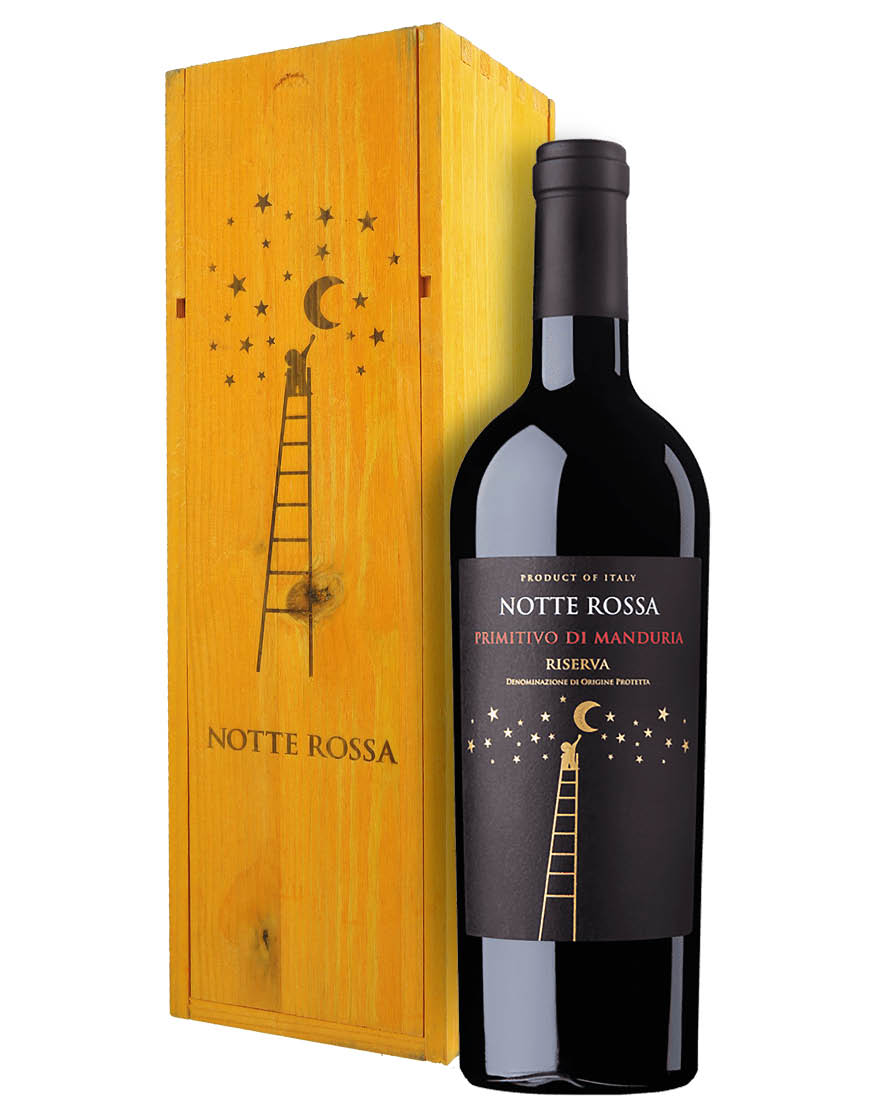 Primitivo di Manduria Riserva DOC 2018 Notte Rossa 0,75 ℓ, Caisse bois