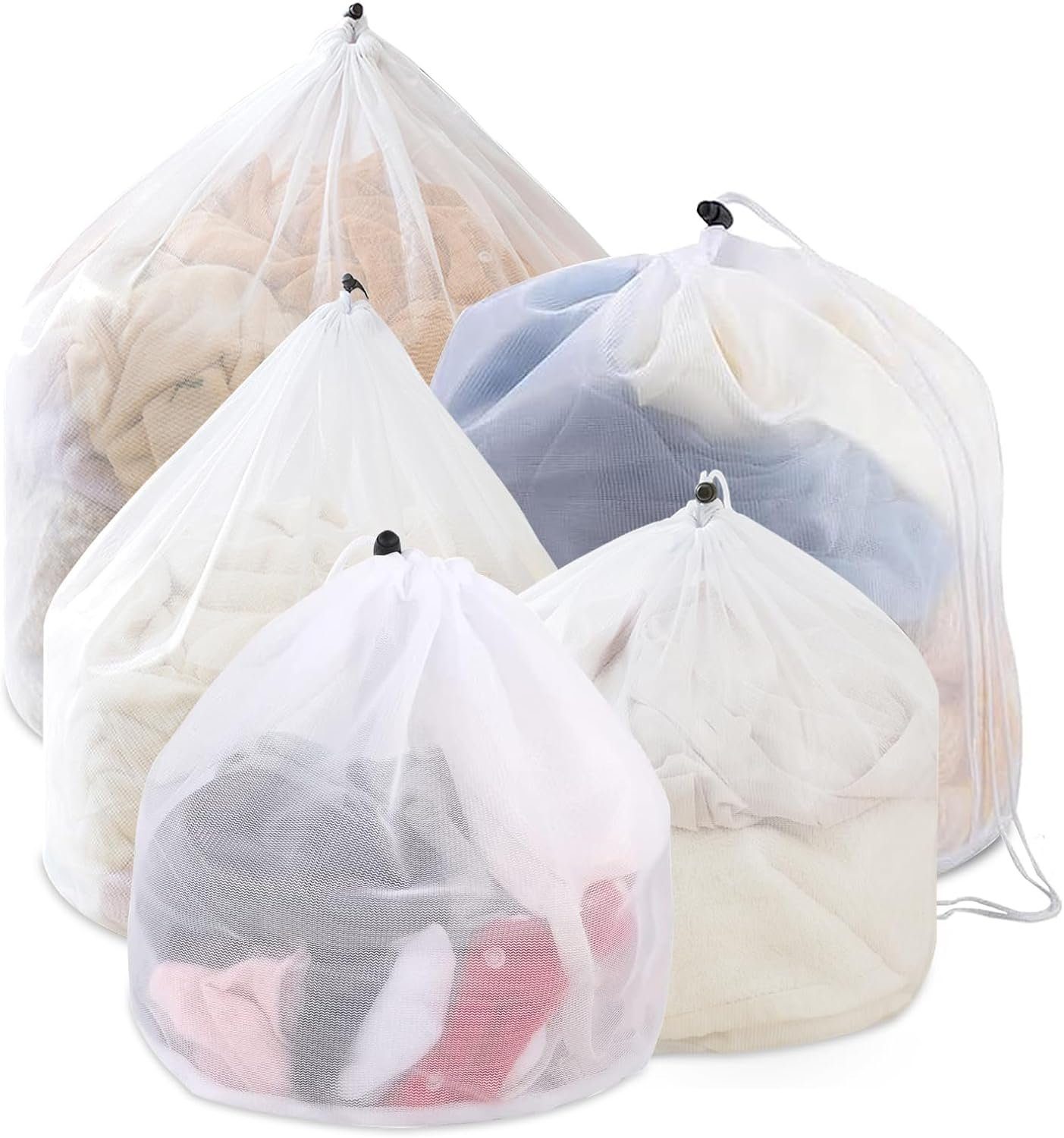 ASLENY Wäschenetz 5 Stück Wäschenetz für die Waschmaschine, Wäschesack mit Kordelstopper,(5-St., Robuster Wäschesack für Hemden, BHs, Unterwäsche und Socken), Wiederverwendbar, Feinmaschige Wäschesäcke