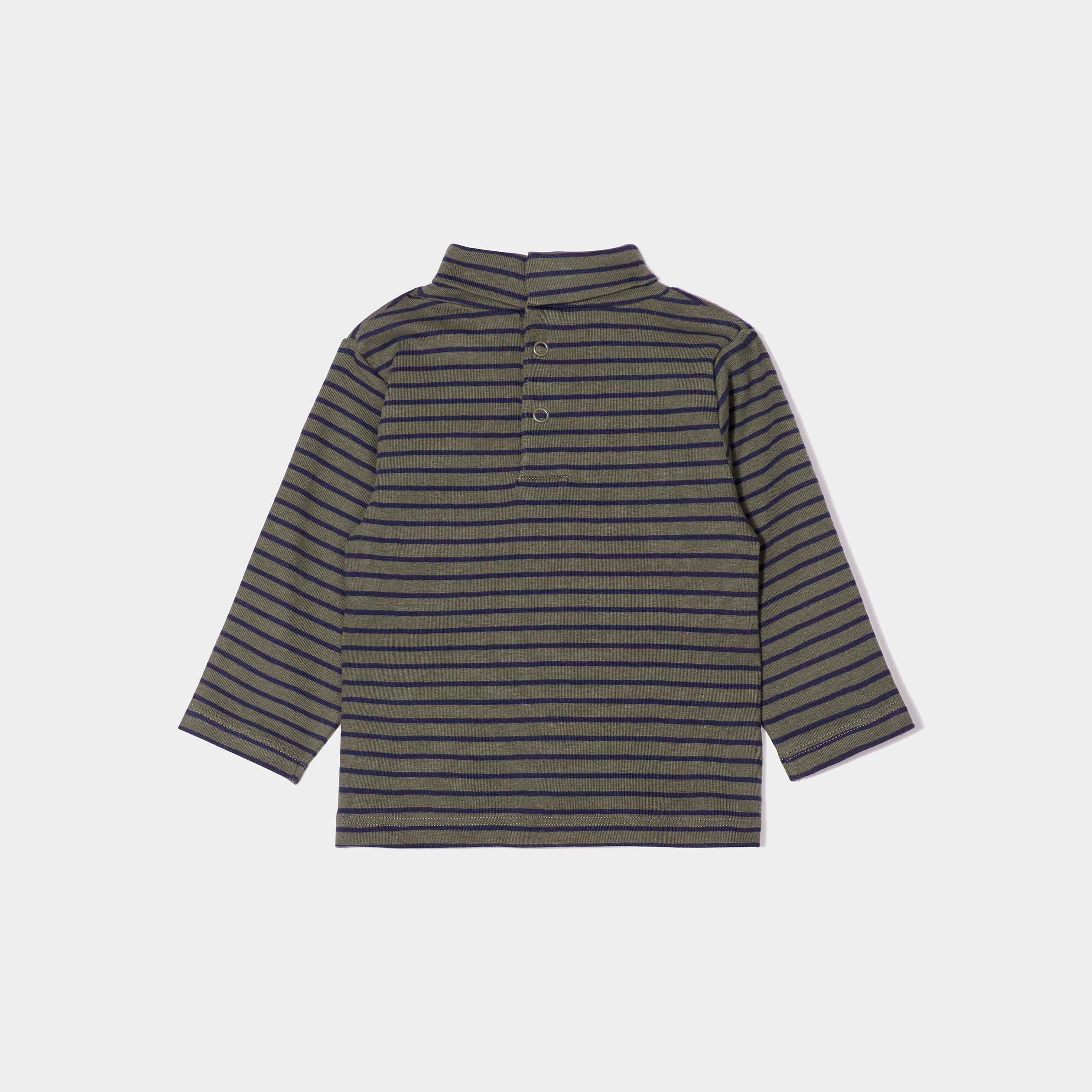 Sous-pull col roulé boutonné coton vert kaki bébé garçon | La Halle