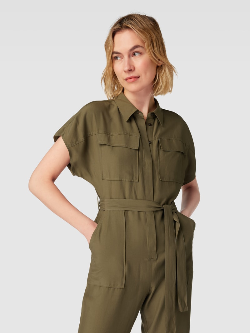 Jumpsuit mit Hemdblusenkragen in khaki