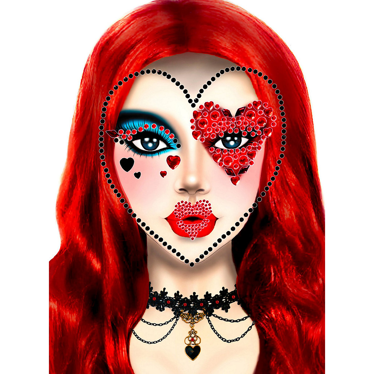 Herzkönigin Face Jewels Glitzer Gesichtsschmuck