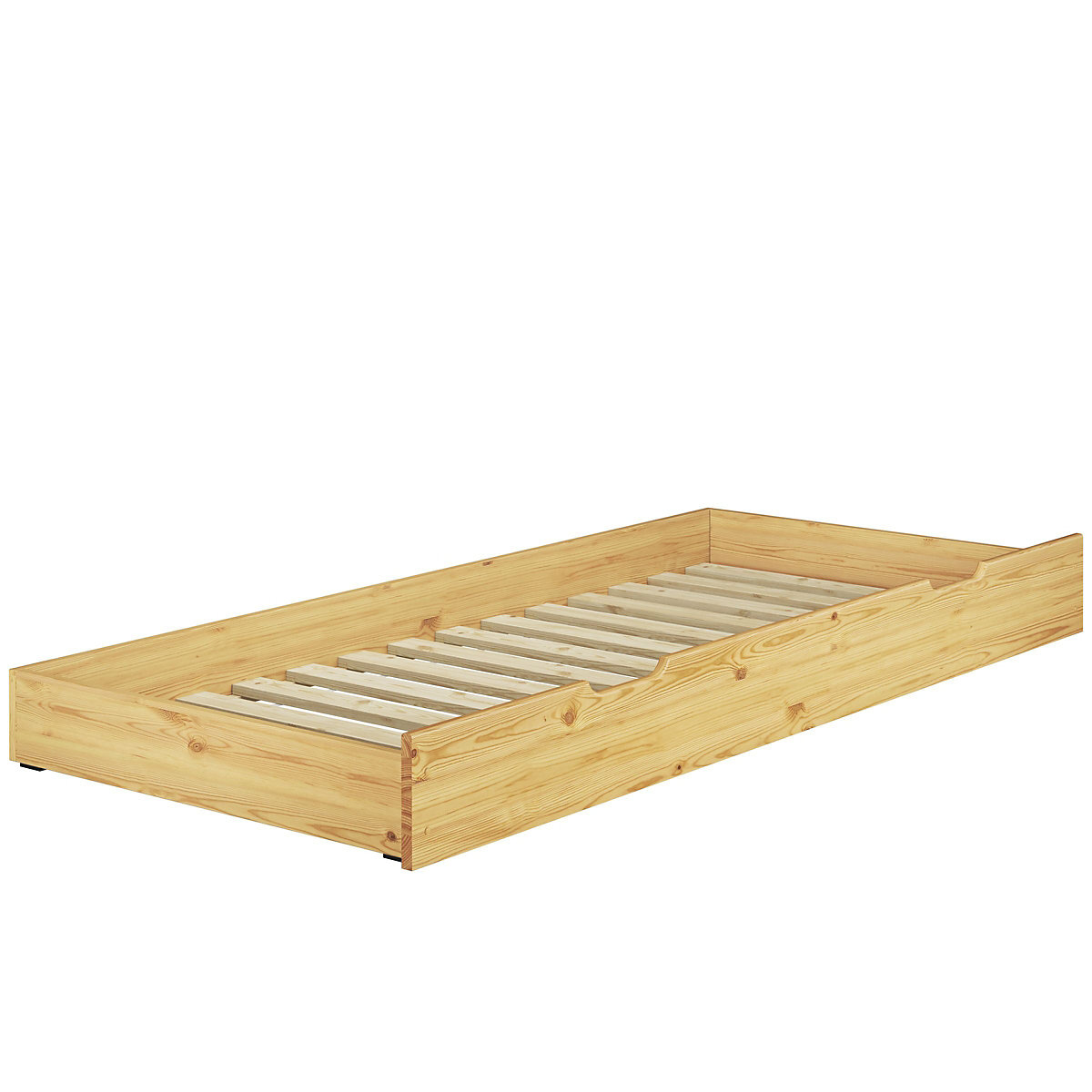 Etagenbett 90x200 Kiefer + Rollroste, Matratzen, Gästebettkasten