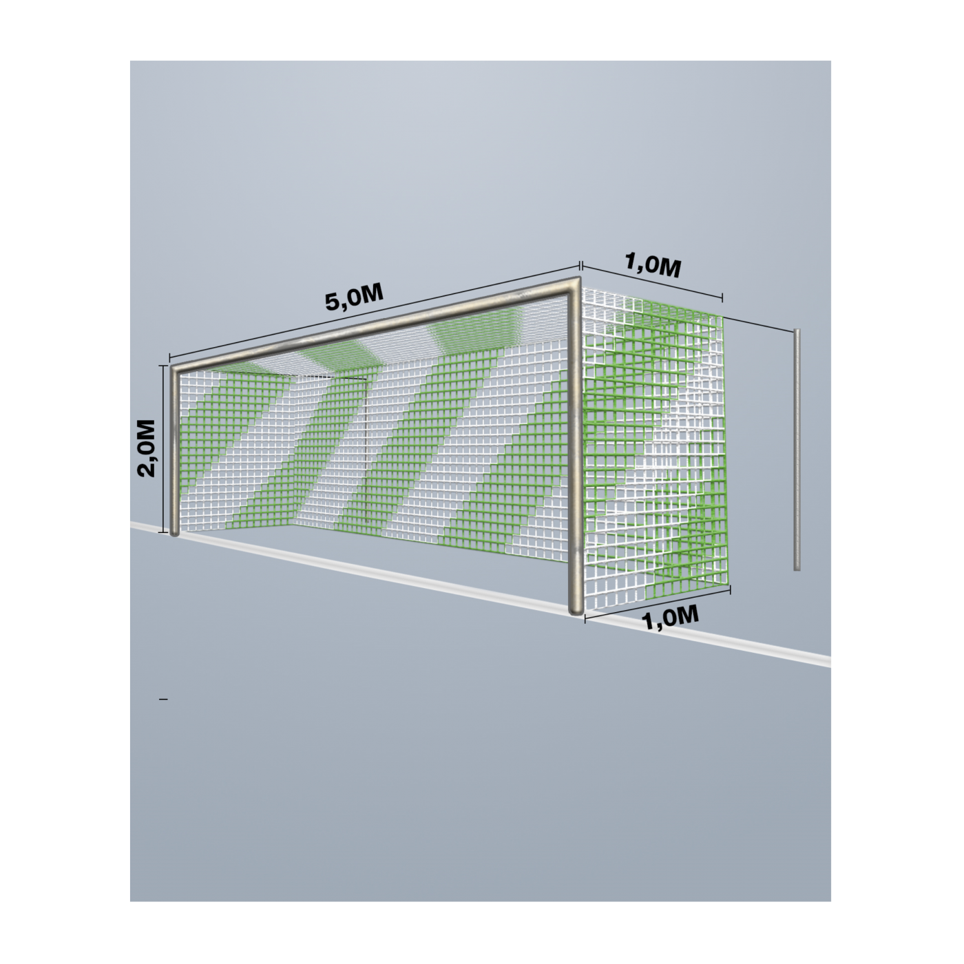 Cawila Tornetz 5,15x2,05m | Tiefe 1,0x1,0m | Maschenweite 12cm | Stärke 4mm | grün/weiß