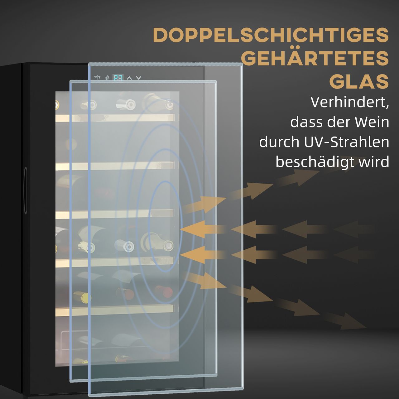 HOMCOM Weinkühlschrank 65 L Getränkekühlschrank für 24 Flaschen, 5-20°C, Schwarz