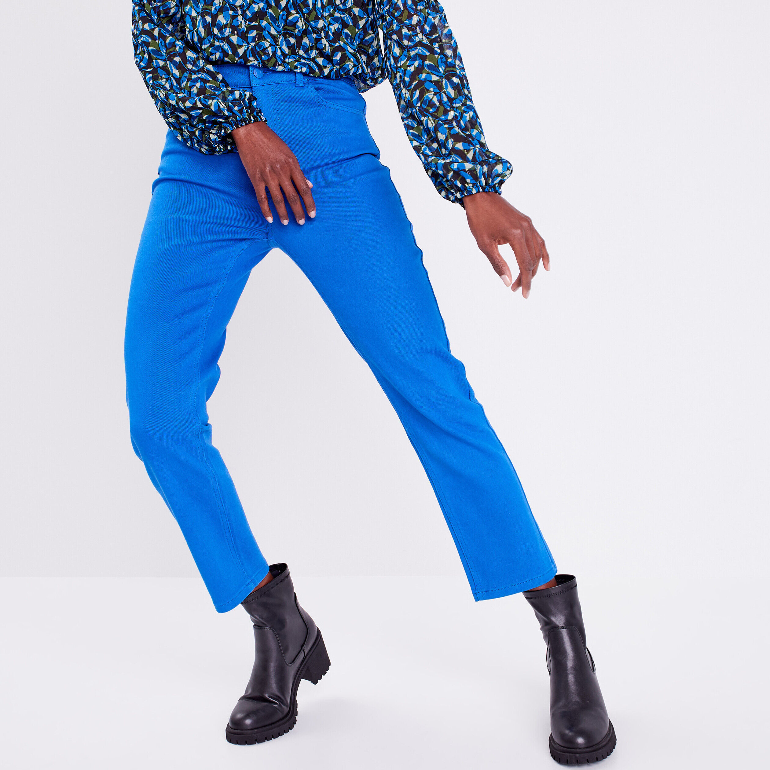 Jeans regular détails tressés bleu femme | Cache Cache