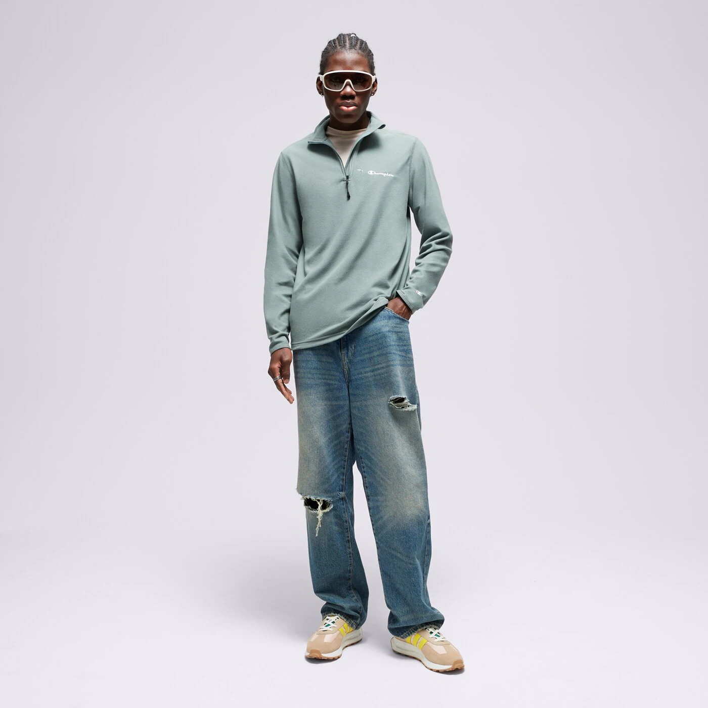 CHAMPION FLEECESHIRT HALF ZIP TOP Grün