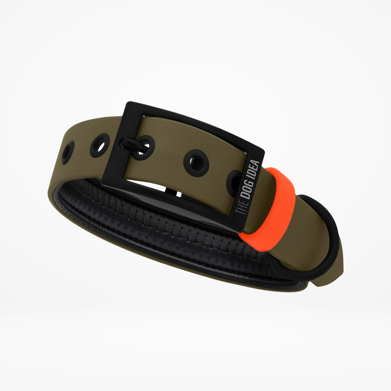 THE DOG IDEA Hundehalsbänder THE DOG IDEA Biothane Halsband Khaki neon orange XXL
