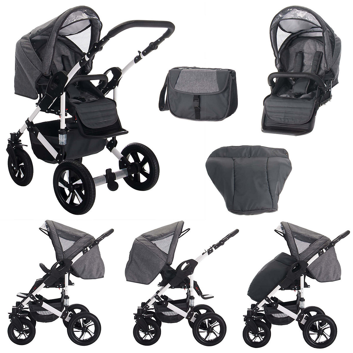 Florida | 3 in 1 Kombi Kinderwagen Komplettset | Luftreifen Kombikinderwagen