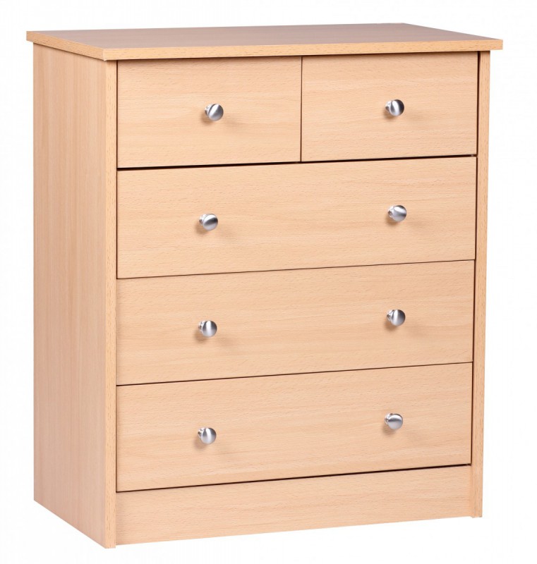 Wohnling Kommode Buche 60 x 70 x 35 cm Sideboard Anrichte mit 5 Schubladen