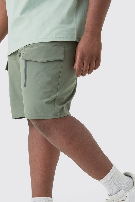 Plus lockere elastische Stretch Cargo-Shorts mit Reißverschluss