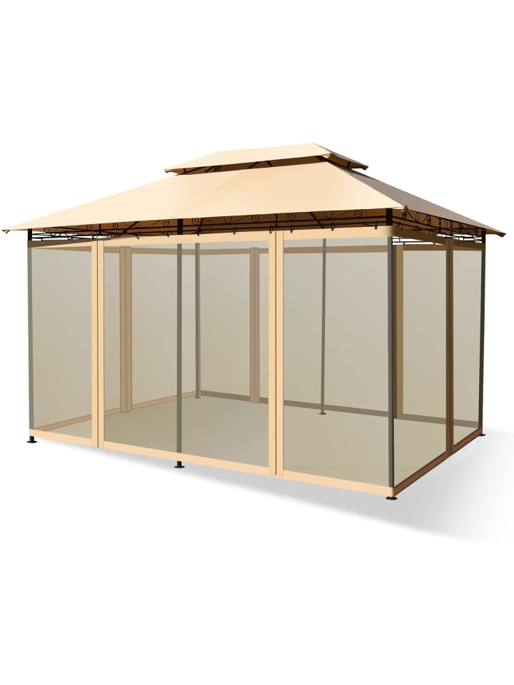 COSTWAY Pavillon Metall 3x4m in Braun günstig kaufen onesize