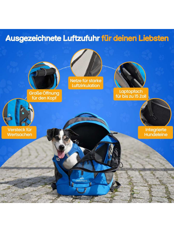 COFI 1453 Petmont Hunderucksack in Blau bis zu 8 kg Tragekraft - perfekt in Blau günstig kaufen 29 cm