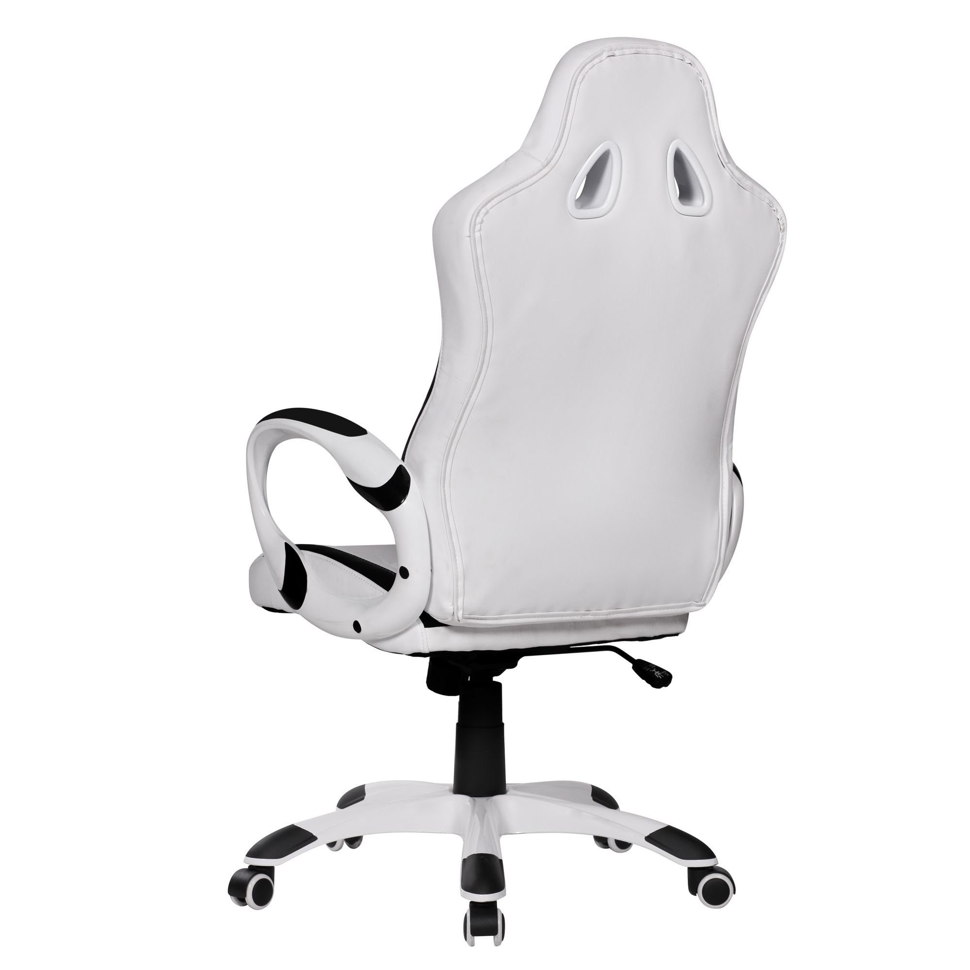 FINEBUY Gaming Chair SuVa1208_1 (Kunstleder Weiß Chefsessel mit Armlehne 110 kg), Bürostuhl Lederoptik Drehstuhl Schreibtischstuhl