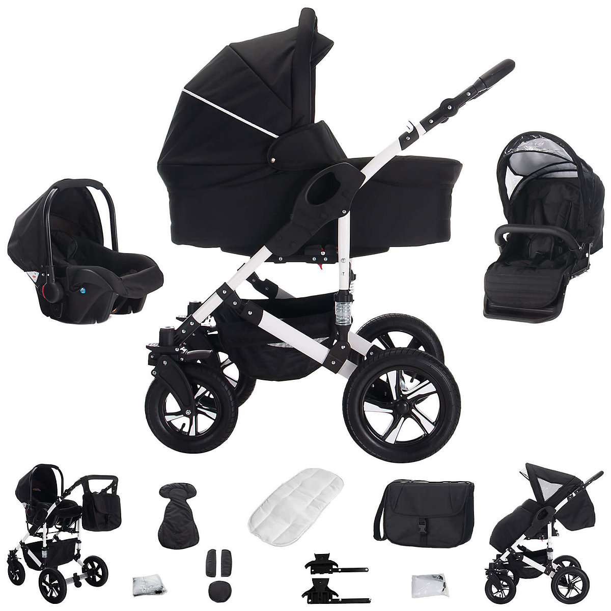 Florida | 3 in 1 Kombi Kinderwagen Komplettset | Luftreifen Kombikinderwagen