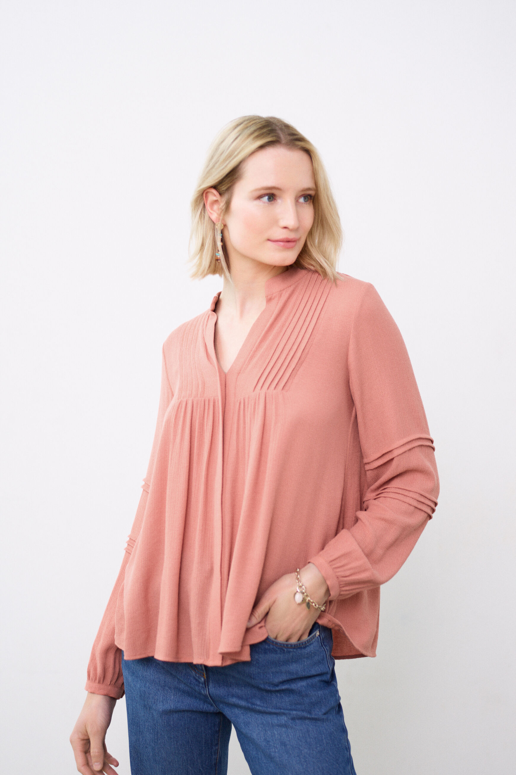 chemisier lea rose saumon femme
