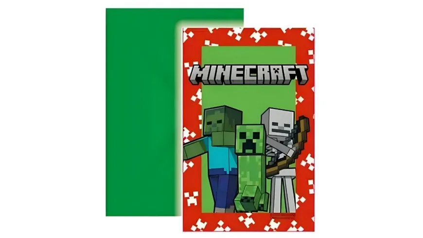 Procos - Minecraft - Einladungen & Umschläge (6 Stück)