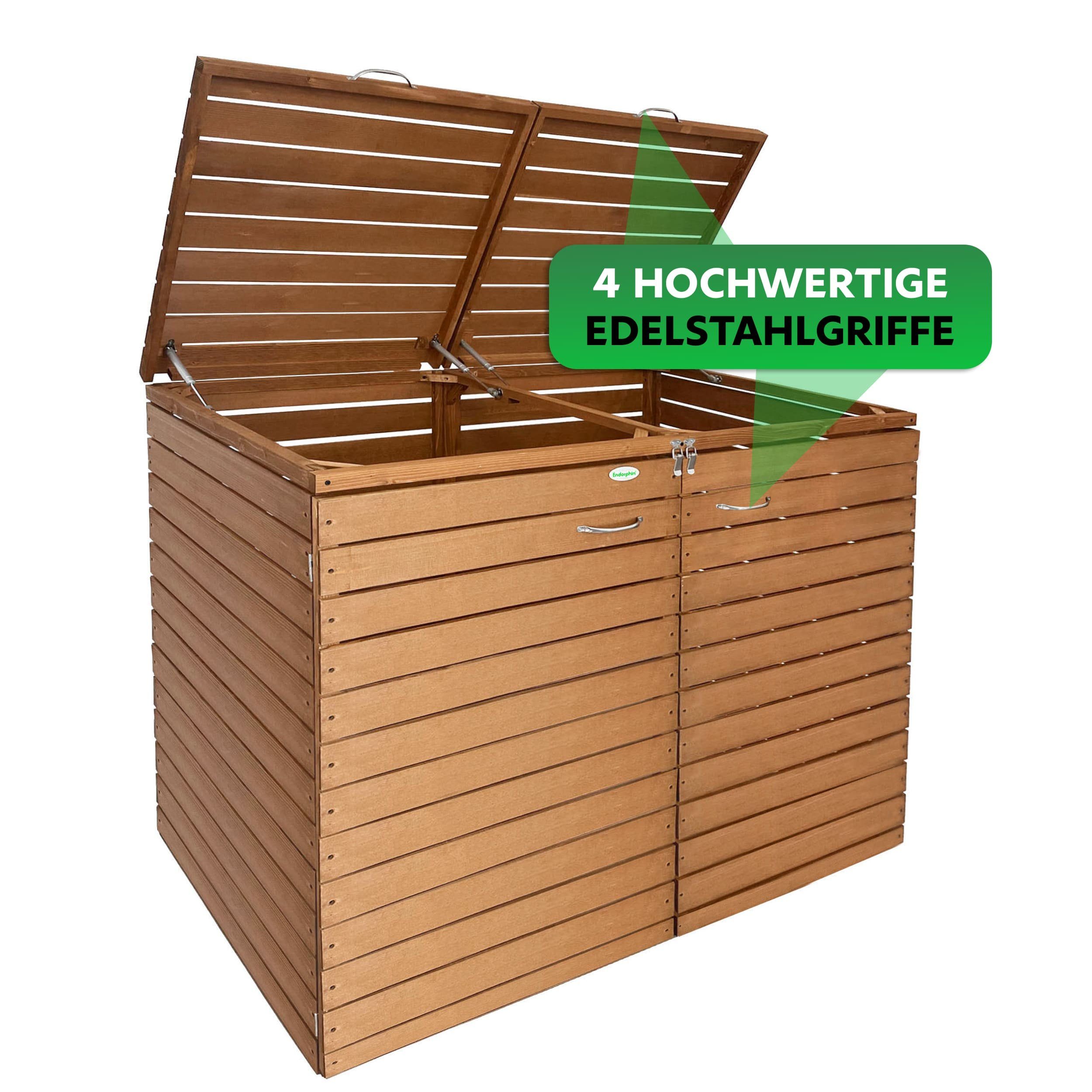Endorphin Mülltonnenbox Comfort Mülltonnengarage / Mülltonnenbox Braun natur für 2x 240 L na