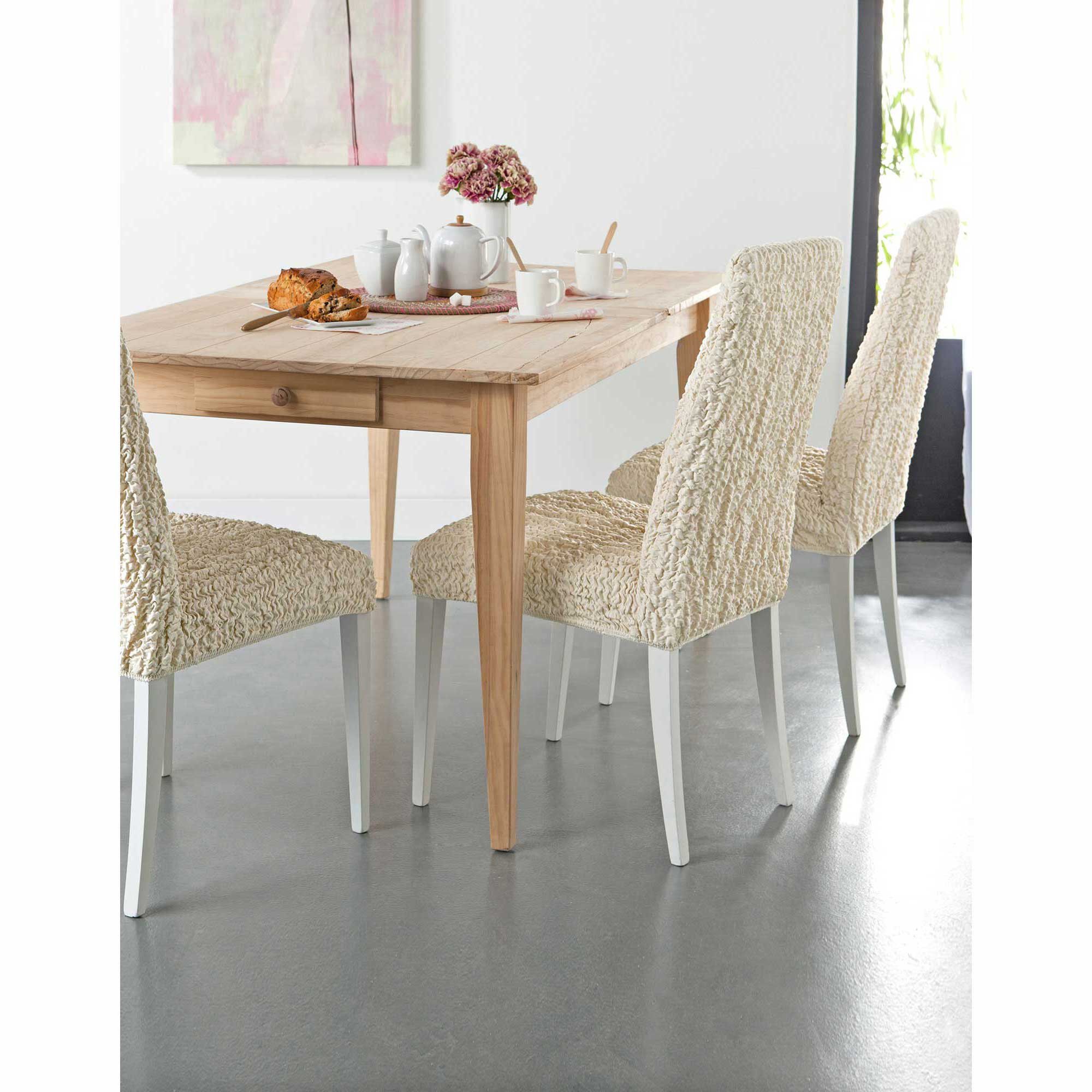 Housse chaise unie gaufrée bi-extensible