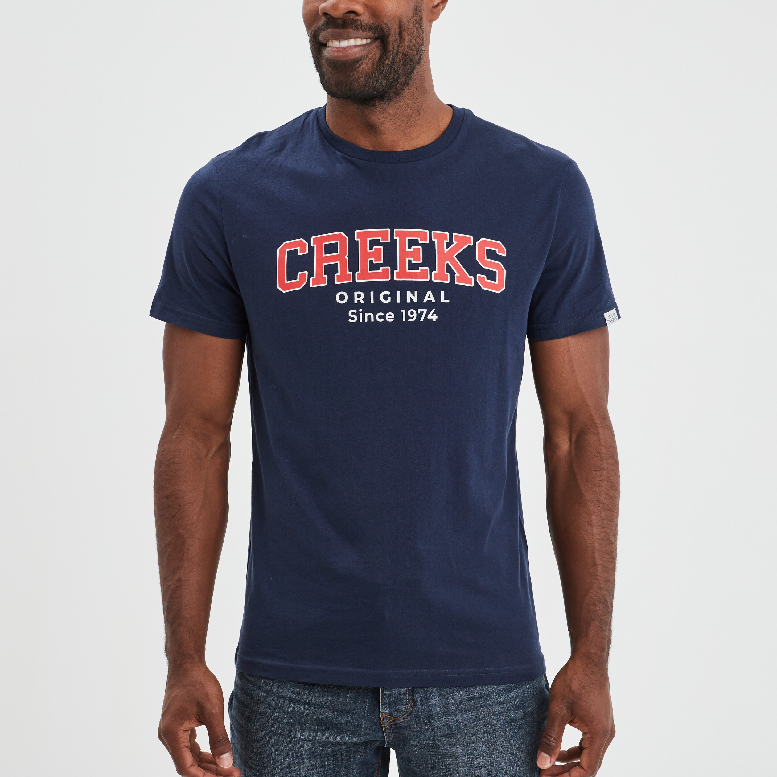 T-shirt manches courtes coton Creeks bleu marine homme | La Halle