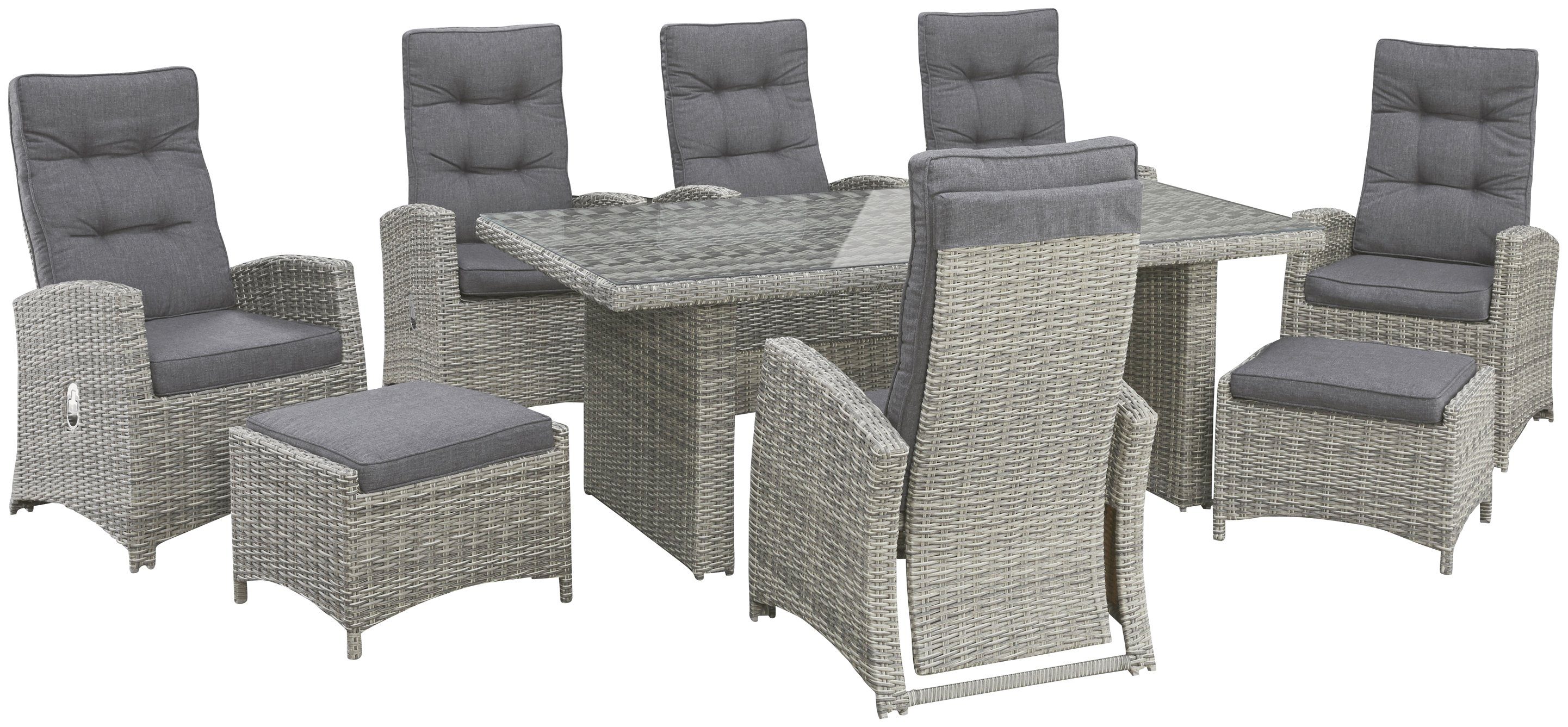 KONIFERA Garten-Essgruppe Monaco, (17-tlg), 6 Sessel, 2 Hocker, Tisch, Polyrattan