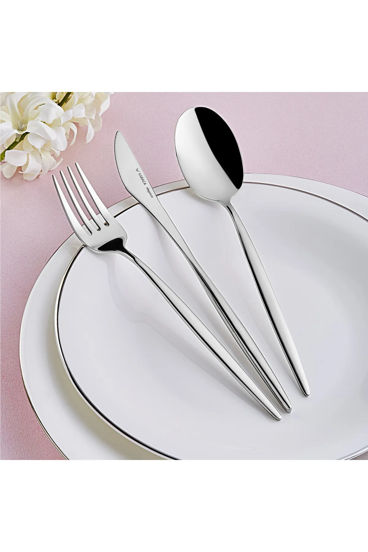 Karaca  Lizbon Besteckset mit Box Set 60-teilig, für 12 Personen, 18/10 Edelstahl Besteck-Set